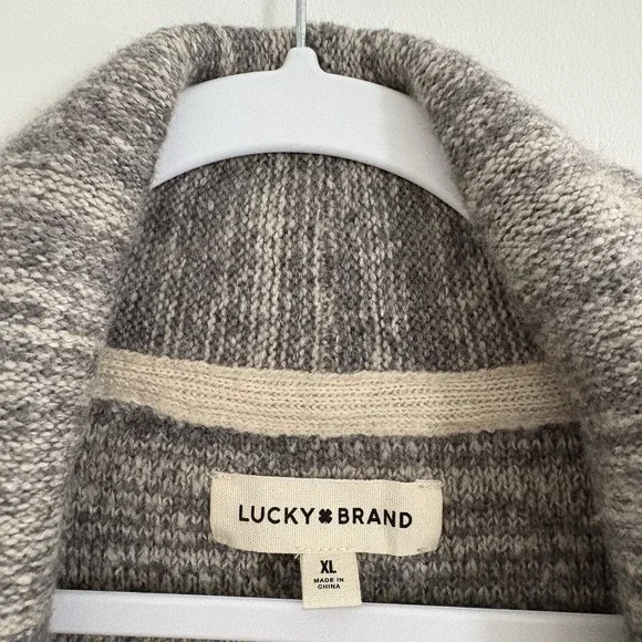 Lucky Brand Women's Boho Southwestern Aztec Shawl Collar Knit Cardigan SzXL - Picture 3 of 10